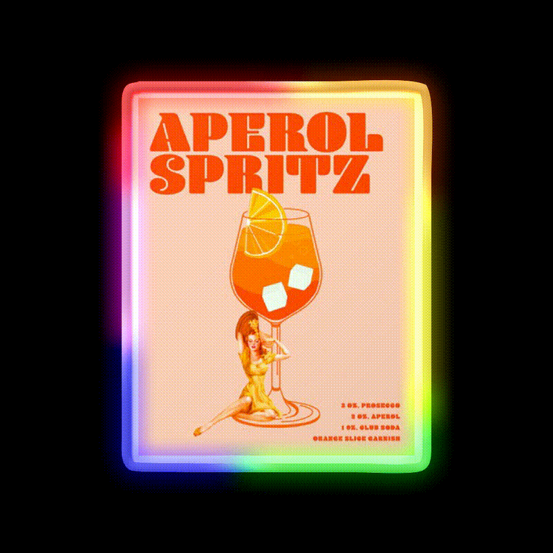 The Aperol Spritz Cocktail Party Drink Tequila Led Neon Sign Rgb Color - LED neon sign close-up detail