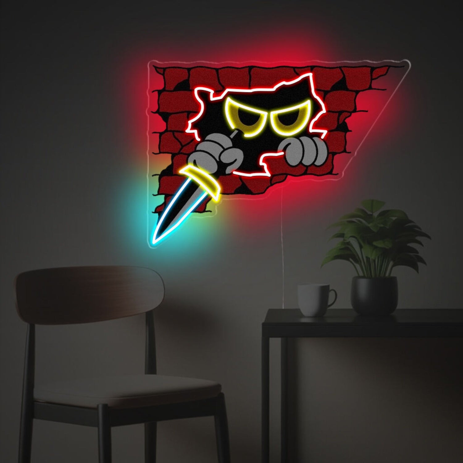 The Assassin Hiding In The Red Wall Led Neon Acrylic Artwork | Shineneon