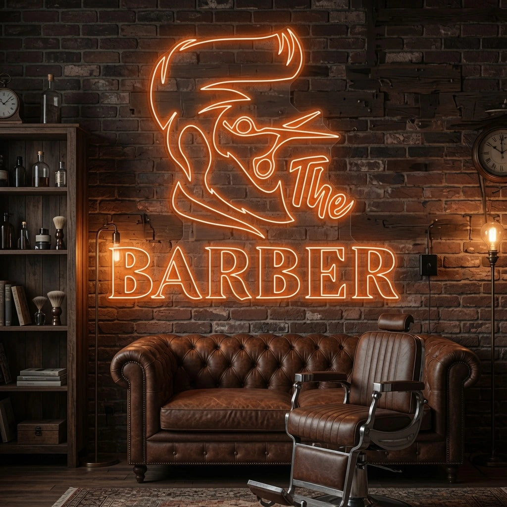 The Barber LED Neon Sign - 03 Real Lifestyle Scene