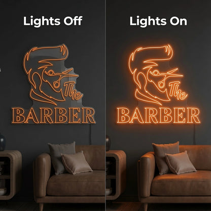 The Barber LED Neon Sign - 06 Day Night Comparison