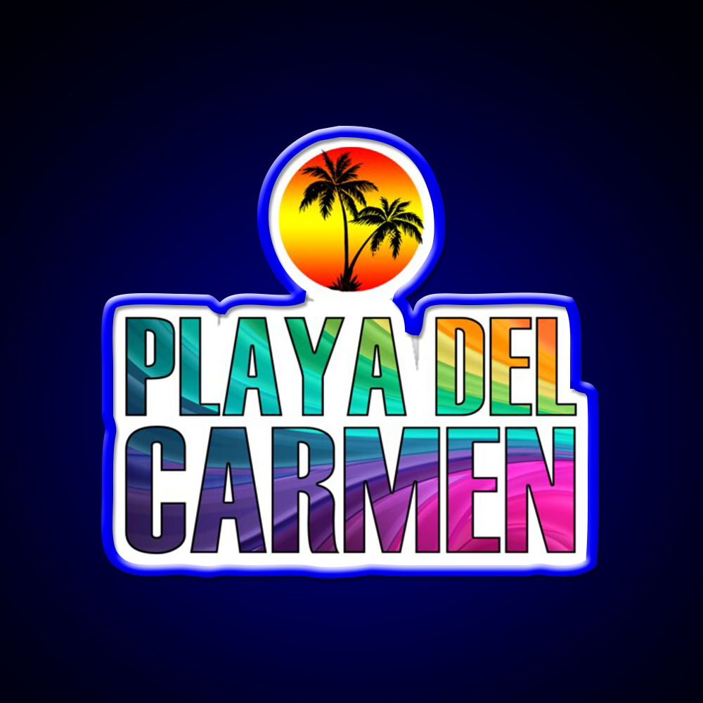 The Beach Playa Del Carmen Party Drink Tequila Led Neon Sign Rgb Color