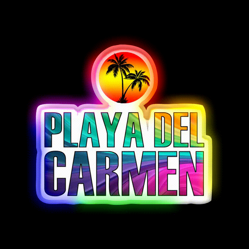 The Beach Playa Del Carmen Party Drink Tequila Led Neon Sign Rgb Color