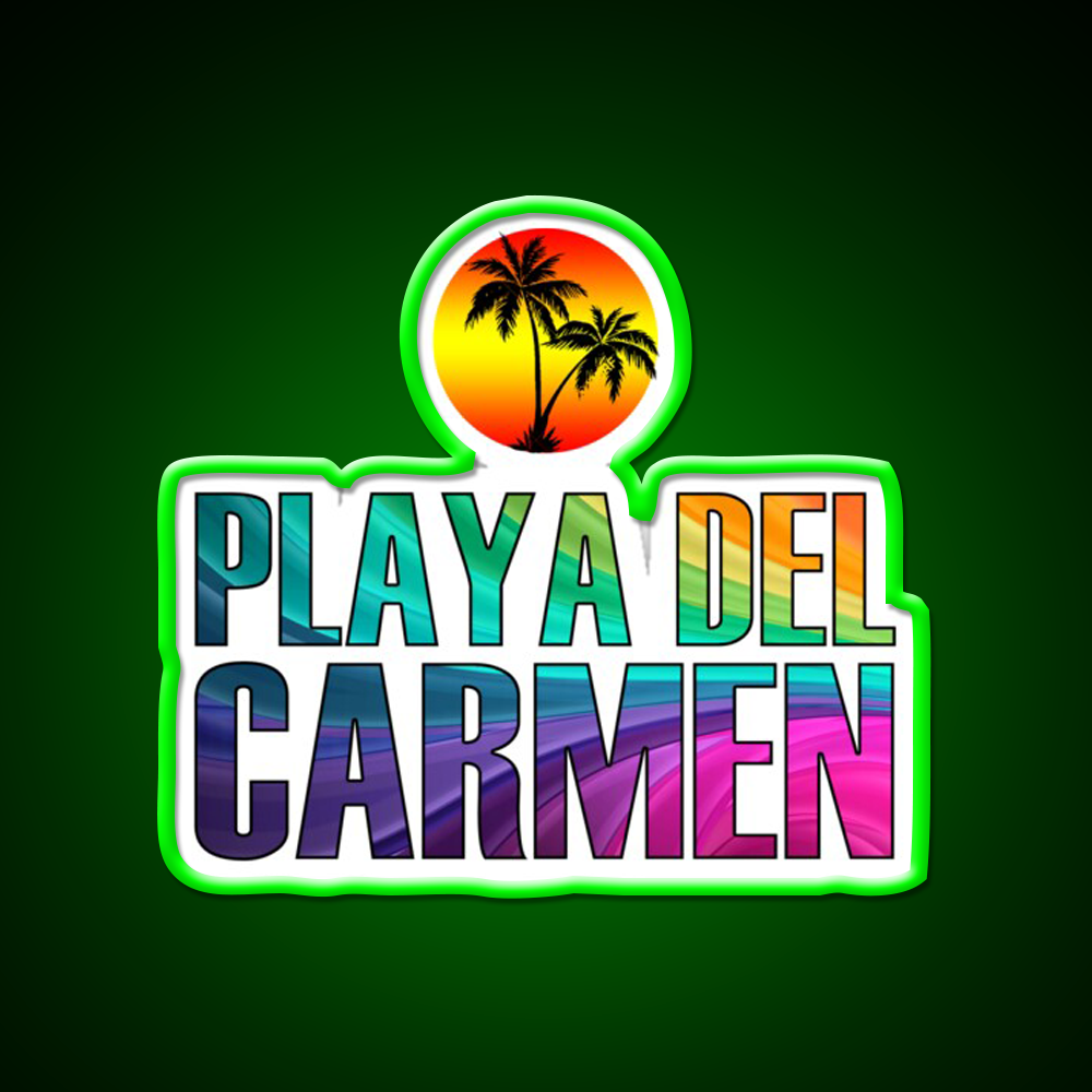 The Beach Playa Del Carmen Party Drink Tequila Led Neon Sign Rgb Color