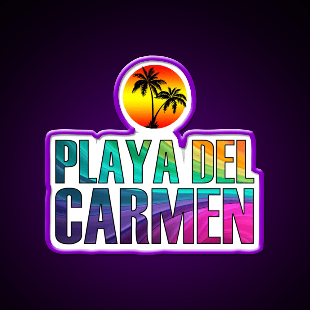 The Beach Playa Del Carmen Party Drink Tequila Led Neon Sign Rgb Color - Shineneon