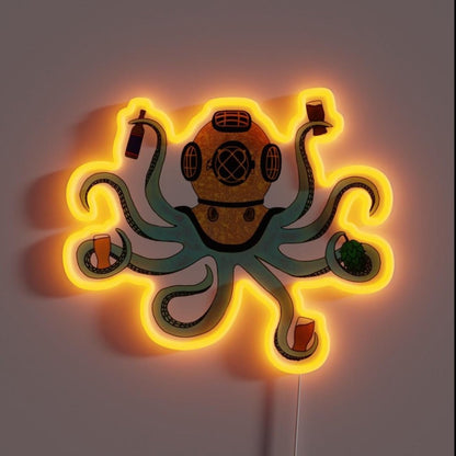 The Beer Loving Cephalopod Rgb Led Neon Sign - Shineneon