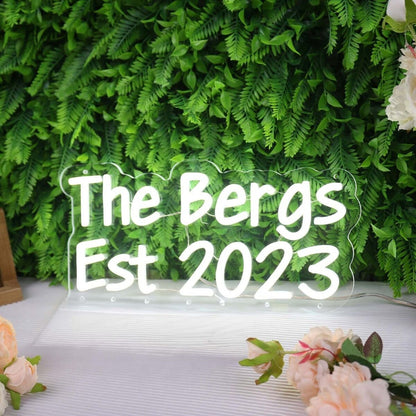 The Bergs Est 2023 White Led Neon Sign - Shineneon