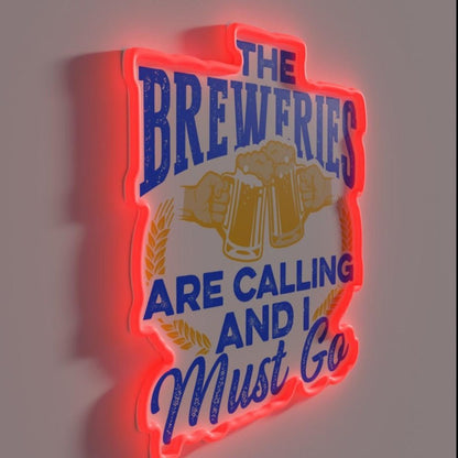 The Breweries Are Calling And I Must Go Beer Rgb Led Neon Sign - Shineneon