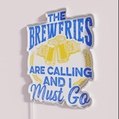The Breweries Are Calling And I Must Go Beer Rgb Led Neon Sign - Shineneon