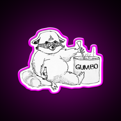 The Cajun Trash Panda Beer Bar Decor Led Neon Sign Rgb Color - Neon sign mounted on wall in room