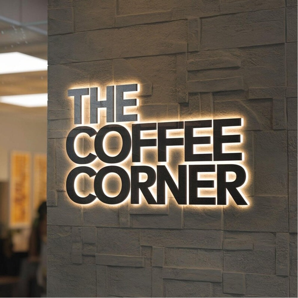 The Coffee Corner 3D Backlit Channel Letters Led Light Sign