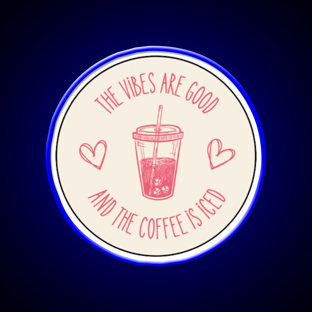 The Coffee Is Iced Cafe Led Neon Sign Espresso Bar Art Rgb Color