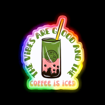 The Coffee Is Iced Cafe Led Neon Sign Espresso Bar Art Coffee Shop Led Sign Rgb Color