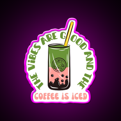 The Coffee Is Iced Cafe Led Neon Sign Espresso Bar Art Coffee Shop Led Sign Rgb Color