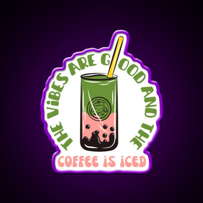 The Coffee Is Iced Cafe Led Neon Sign Espresso Bar Art Coffee Shop Led Sign Rgb Color