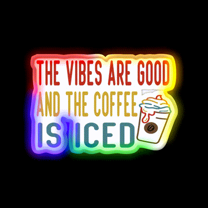 The Coffee Is Iced Cafe Led Neon Sign Espresso Bar Art For Coffee Lover Rgb Color
