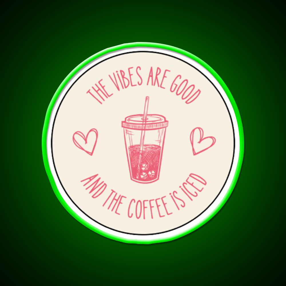 The Coffee Is Iced Cafe Led Neon Sign Espresso Bar Art Rgb Color