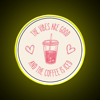 The Coffee Is Iced Cafe Led Neon Sign Espresso Bar Art Rgb Color