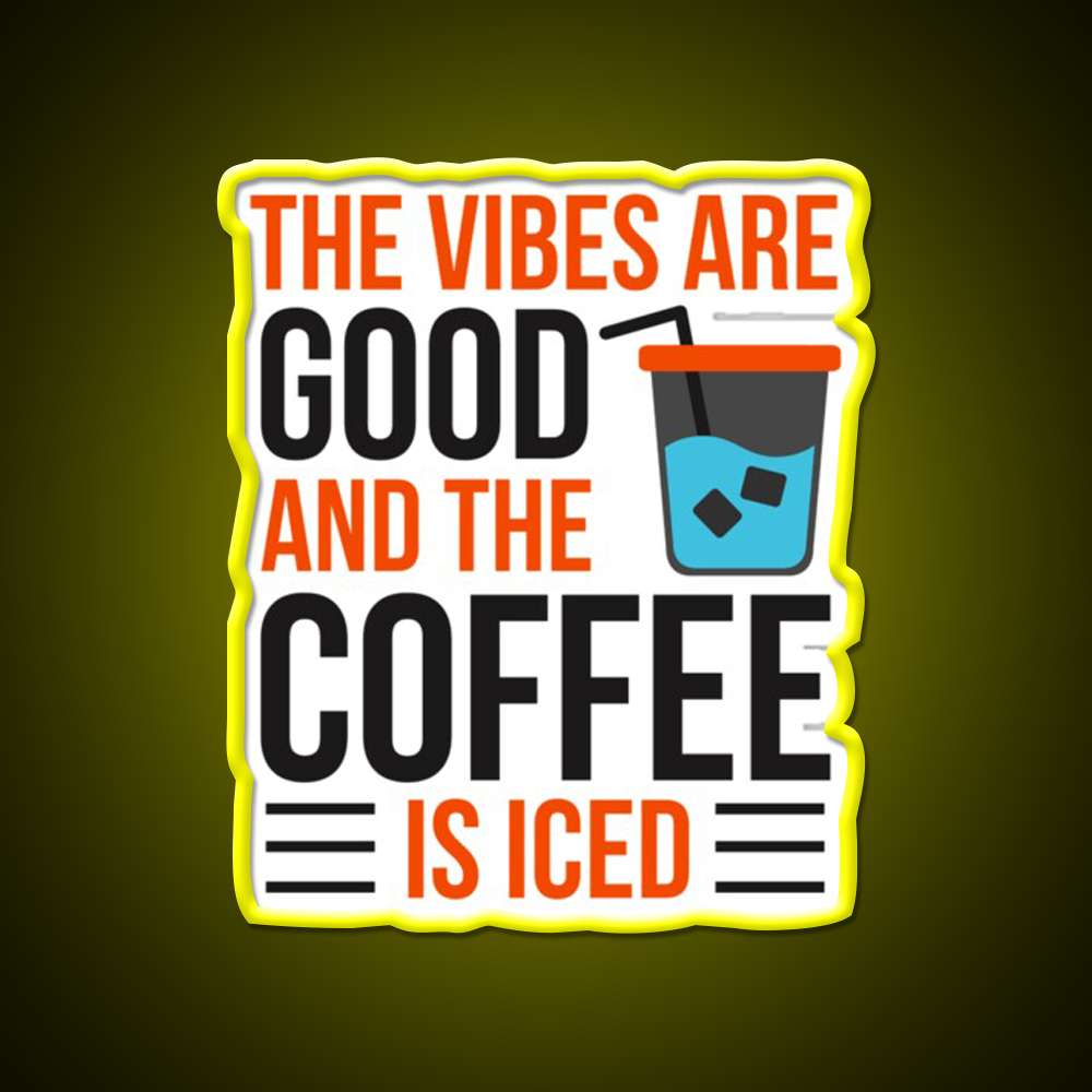 The Coffee Is Iced Coffee Lover Cafe Led Neon Sign Espresso Bar Art Rgb Color