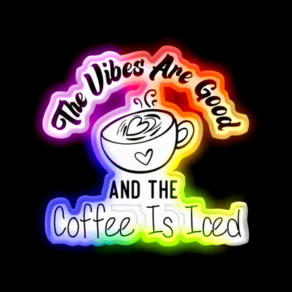 The Coffee Is Iced Coffee Lovers Cafe Led Neon Sign Espresso Bar Art Rgb Color
