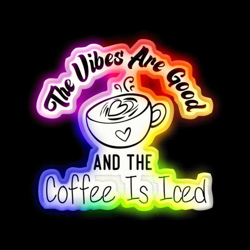 The Coffee Is Iced Coffee Lovers Cafe Led Neon Sign Espresso Bar Art Rgb Color