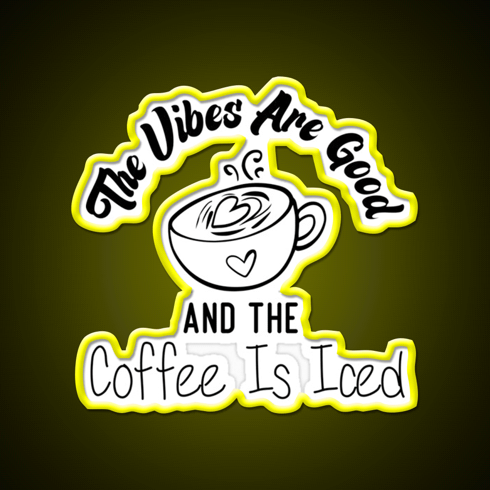 The Coffee Is Iced Coffee Lovers Cafe Led Neon Sign Espresso Bar Art Rgb Color