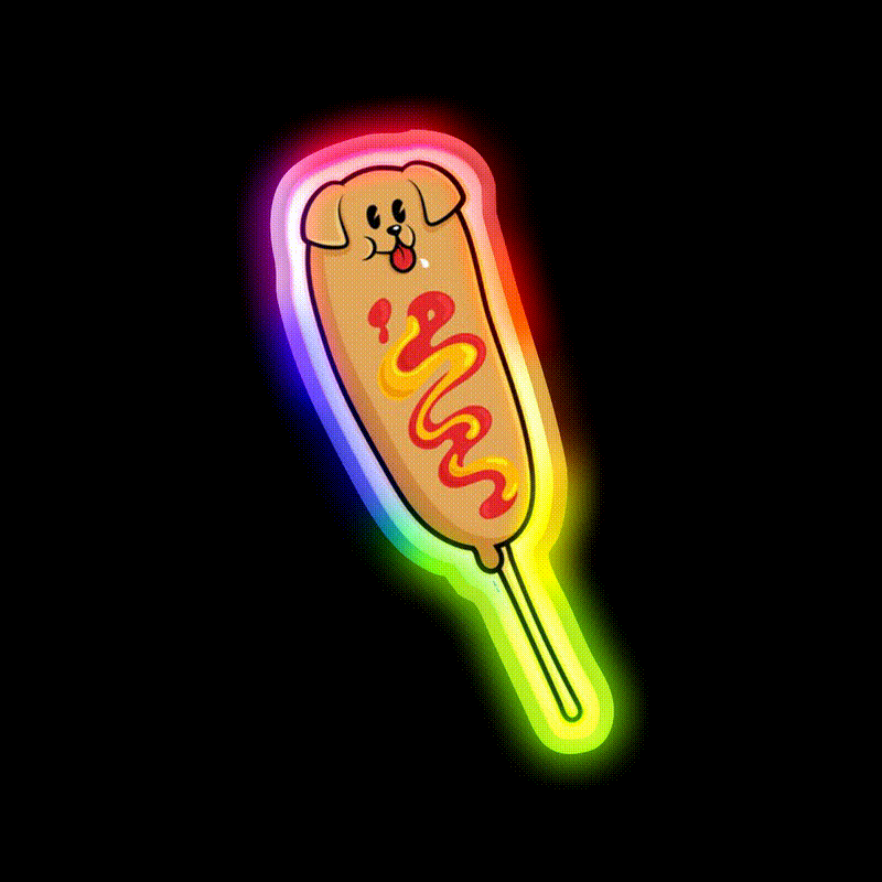 The Cutest Corn Dog Fast Food Led Neon Sign For Burger Place Rgb Color - LED neon sign close-up detail