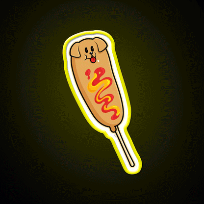 The Cutest Corn Dog Fast Food Led Neon Sign For Burger Place Rgb Color - Custom LED neon sign front view