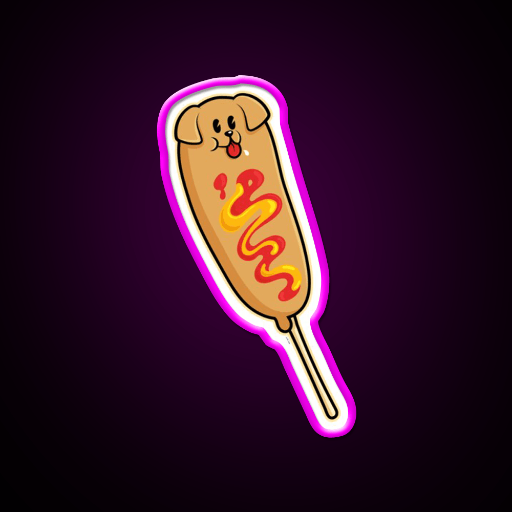 The Cutest Corn Dog Snack Food Led Neon Sign Rgb Color - Shineneon
