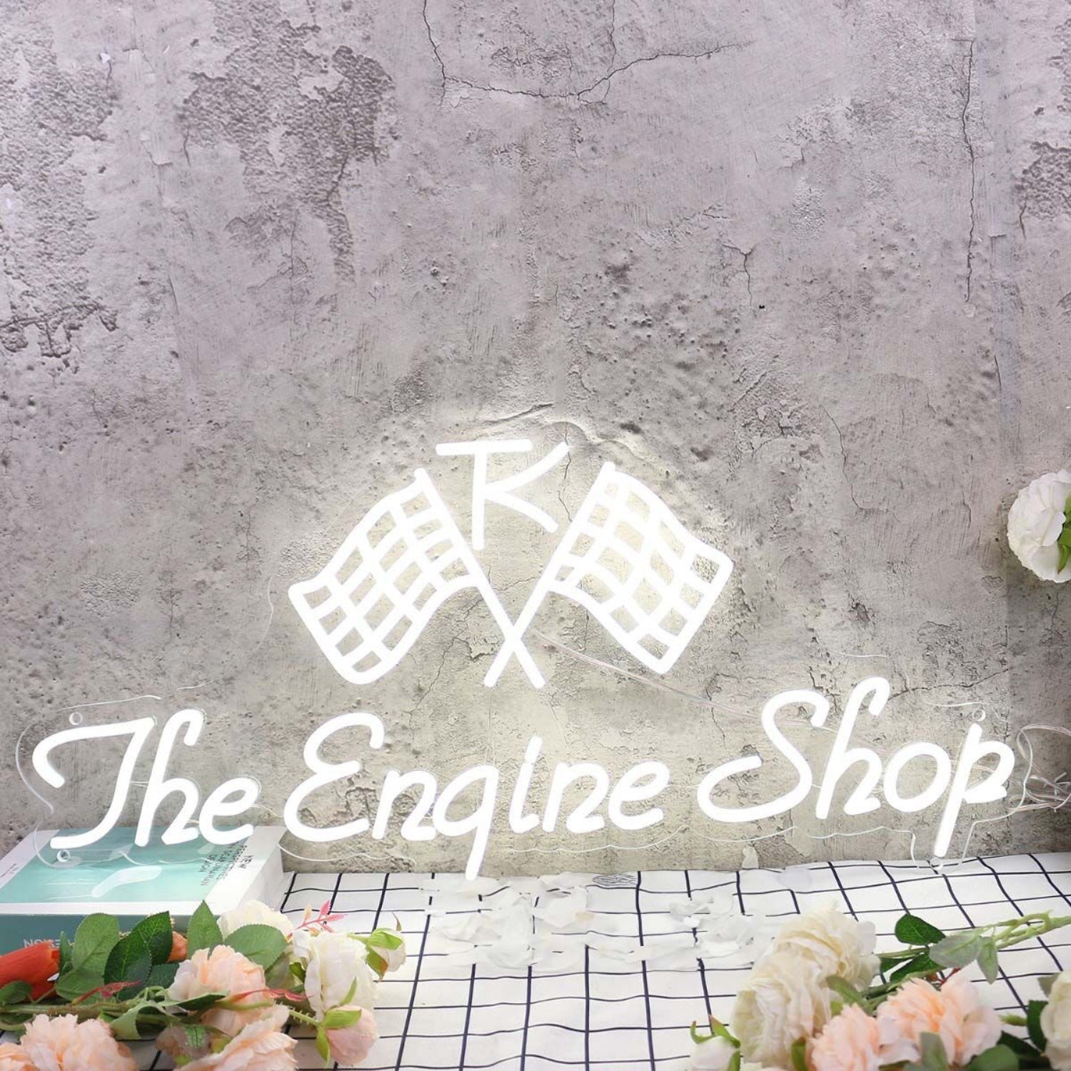 The Engine Shop White Led Neon Sign - Shineneon