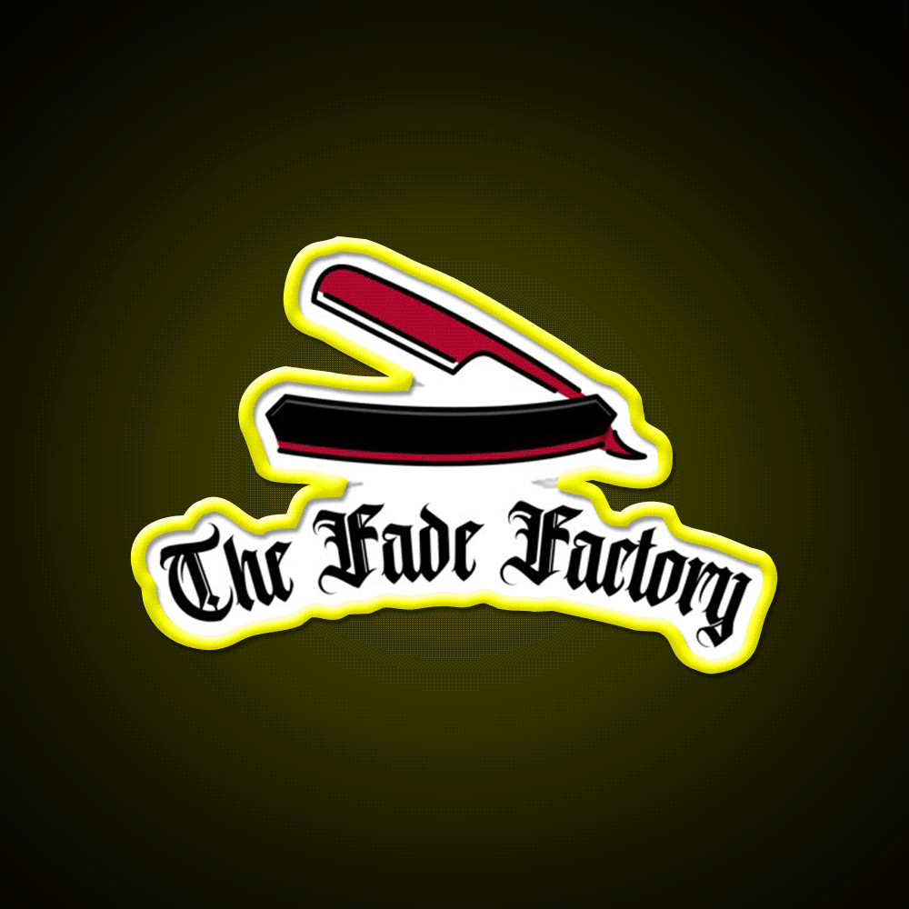 The Fade Factory Barber Shop Haircut Led Neon Sign - Custom LED neon sign front view