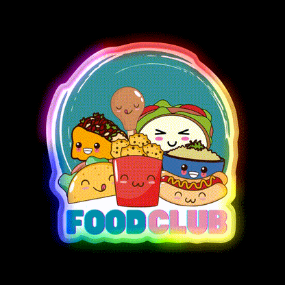 The Food Club Fast Food Led Neon Sign For Burger Place Rgb Color - LED neon sign close-up detail