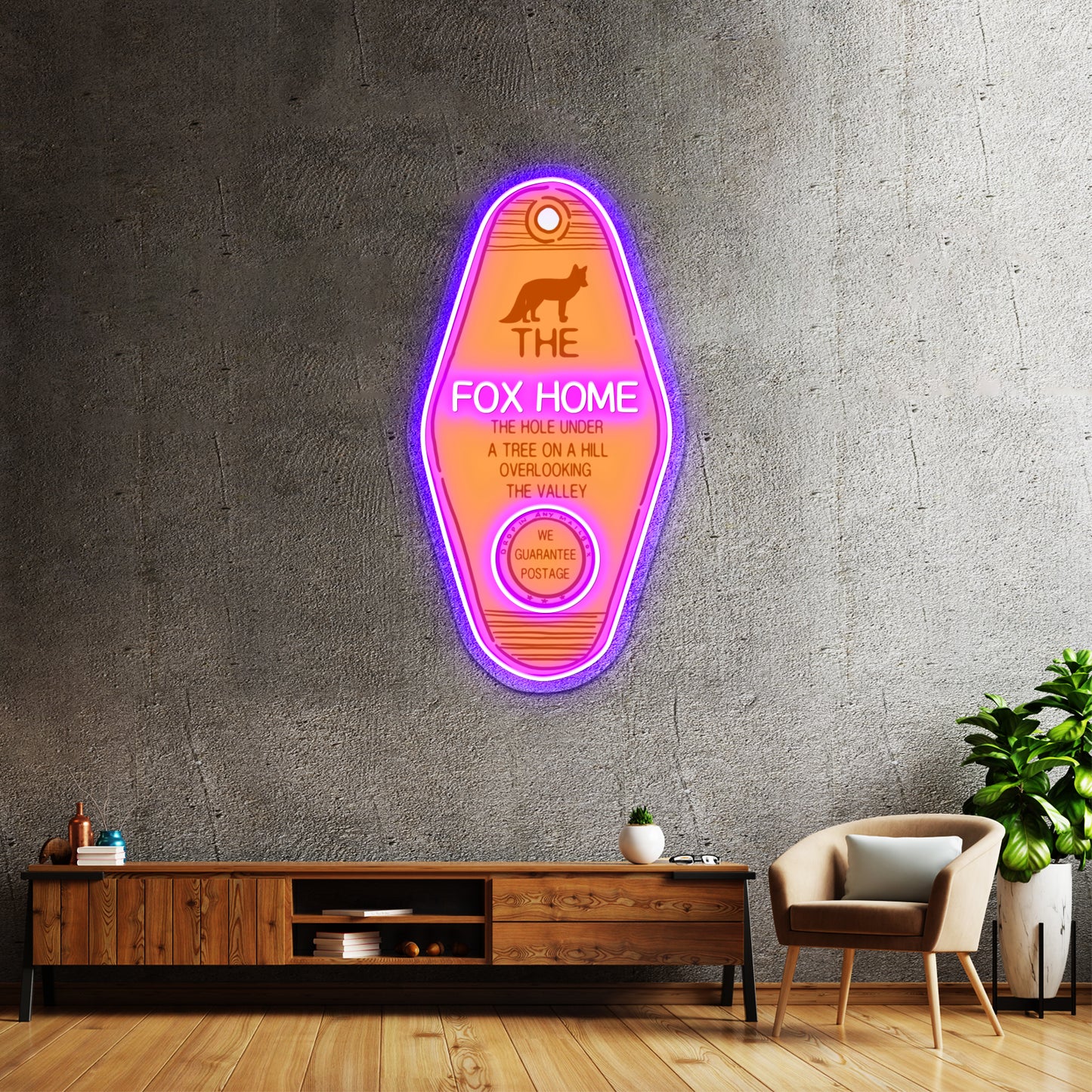 The Fox Home Hotel Key Artwork Neon Signs For Sale