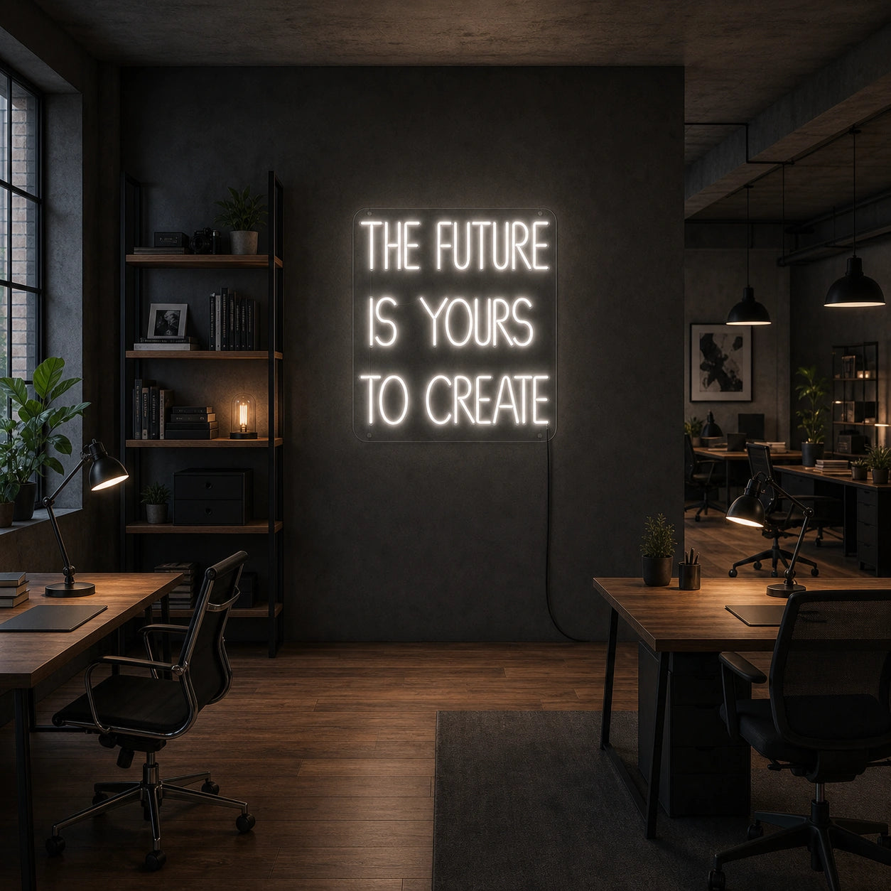 The Future Is Yours To Create LED Neon Sign Garage Man Cave Neon Sign size image