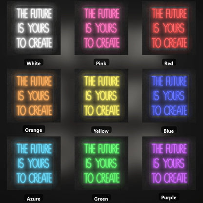 The Future Is Yours To Create LED Neon Sign Garage Man Cave Neon Sign color grid