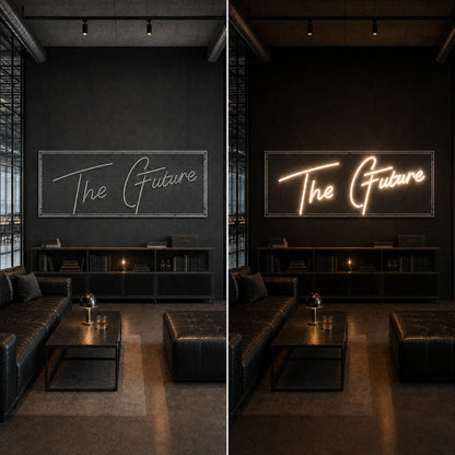 The Future LED Neon Sign day and night comparison