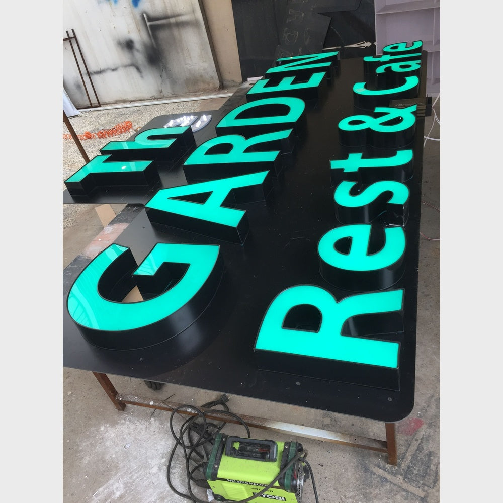 The Garden Rest Cafe 3D Frontlit Channel Letters Led Light Sign