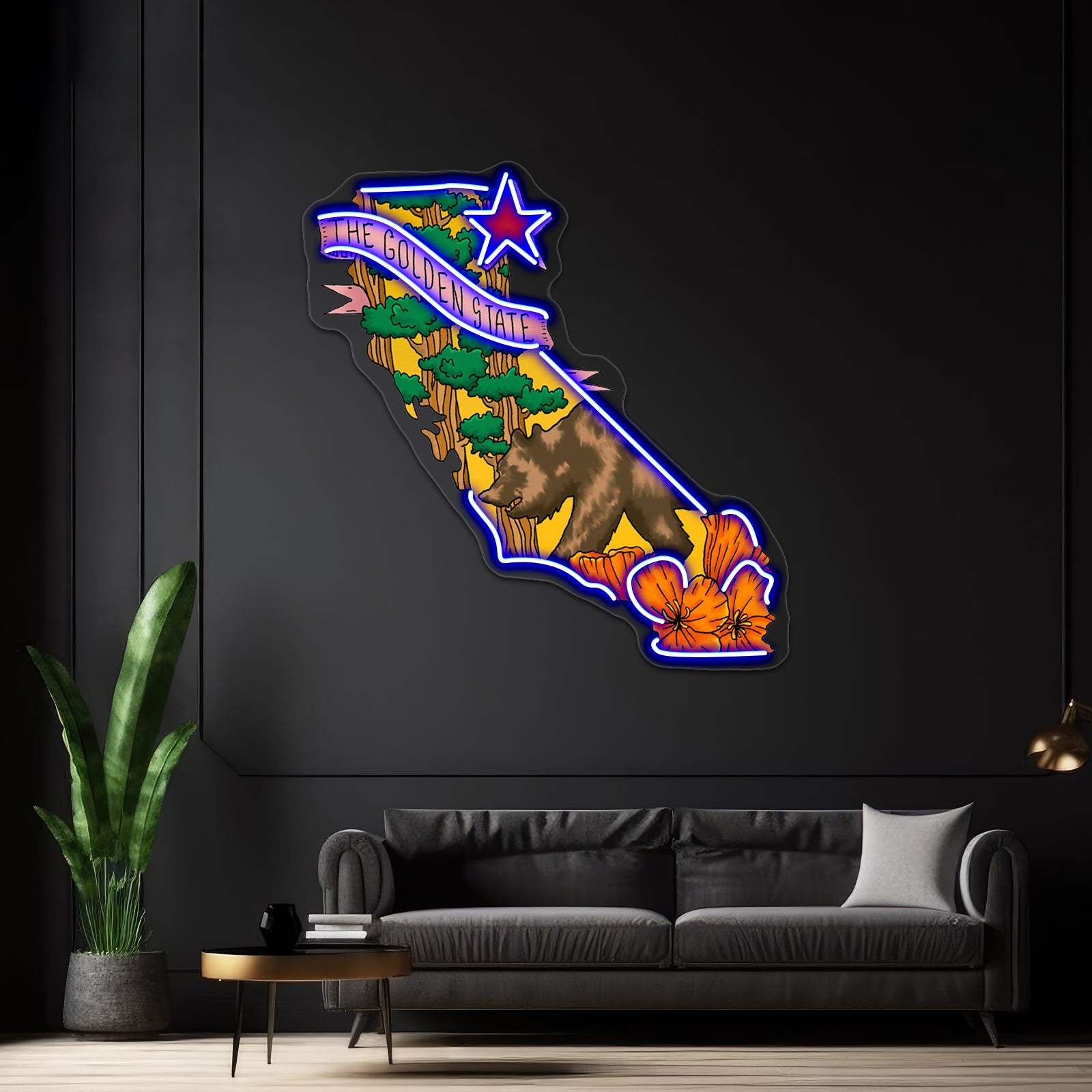 The Golden State Bear Cali Neon Sign Artwork For Cool Neon Signs | Shineneon