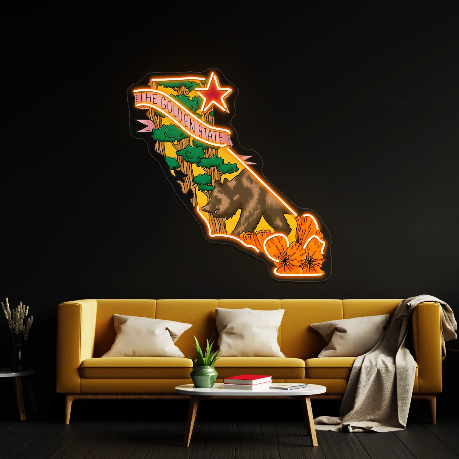 The Golden State Bear Cali Neon Sign Artwork For Cool Neon Signs | Shineneon