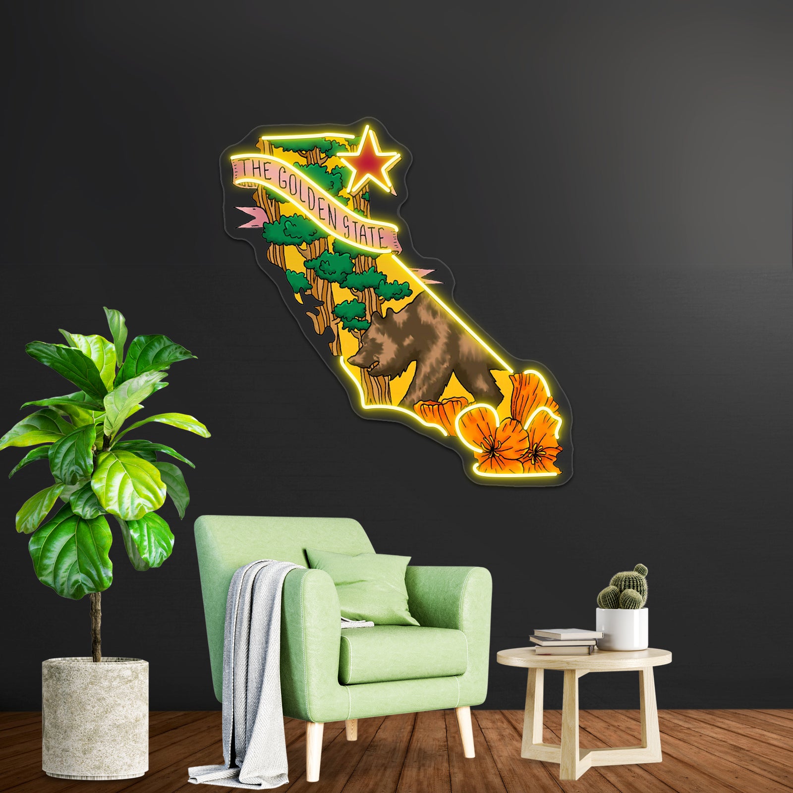 The Golden State Bear Cali Neon Sign Artwork For Cool Neon Signs | Shineneon