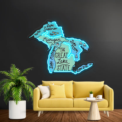 The Great Lake State Neon Sign Artwork For Led Signs For Business