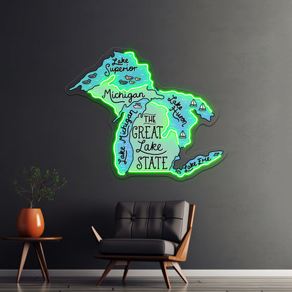 The Great Lake State Neon Sign Artwork For Led Signs For Business