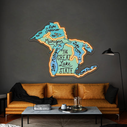 The Great Lake State Neon Sign Artwork For Led Signs For Business