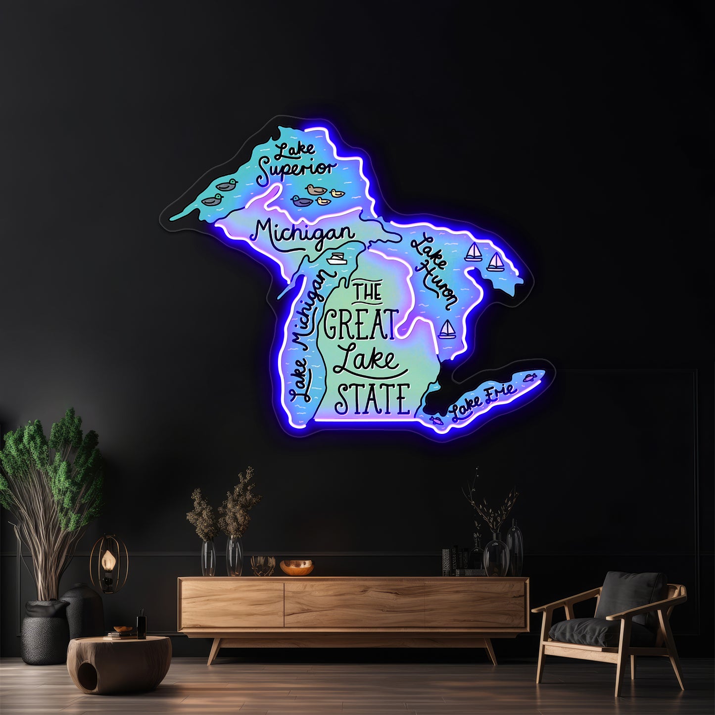 The Great Lake State Neon Sign Artwork For Led Signs For Business