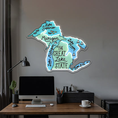 The Great Lake State Neon Sign Artwork For Led Signs For Business