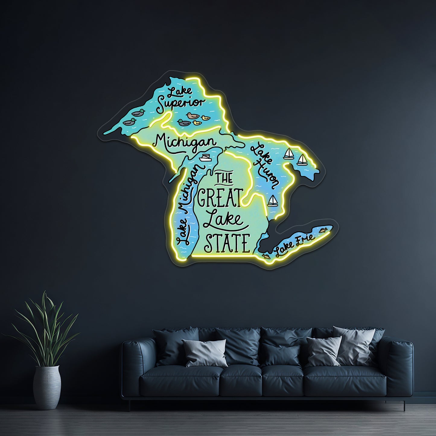 The Great Lake State Neon Sign Artwork For Led Signs For Business