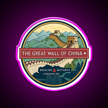 The Great Wall Of China Asian Cultural Led Neon Sign Wall Art Rgb Color - Neon sign mounted on wall in room