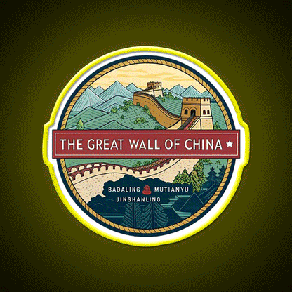The Great Wall Of China Asian Cultural Led Neon Sign Wall Art Rgb Color - Custom LED neon sign front view