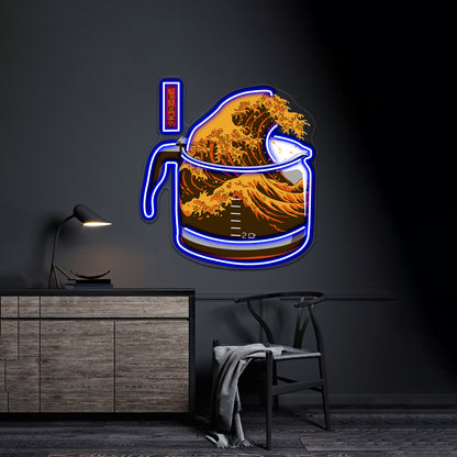 The Great Wave Of Caffeine Artwork Personalized Neon Signs