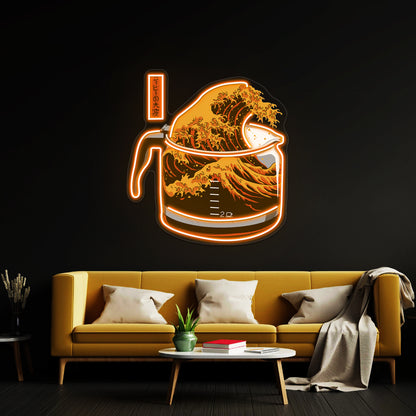 The Great Wave Of Caffeine Artwork Personalized Neon Signs