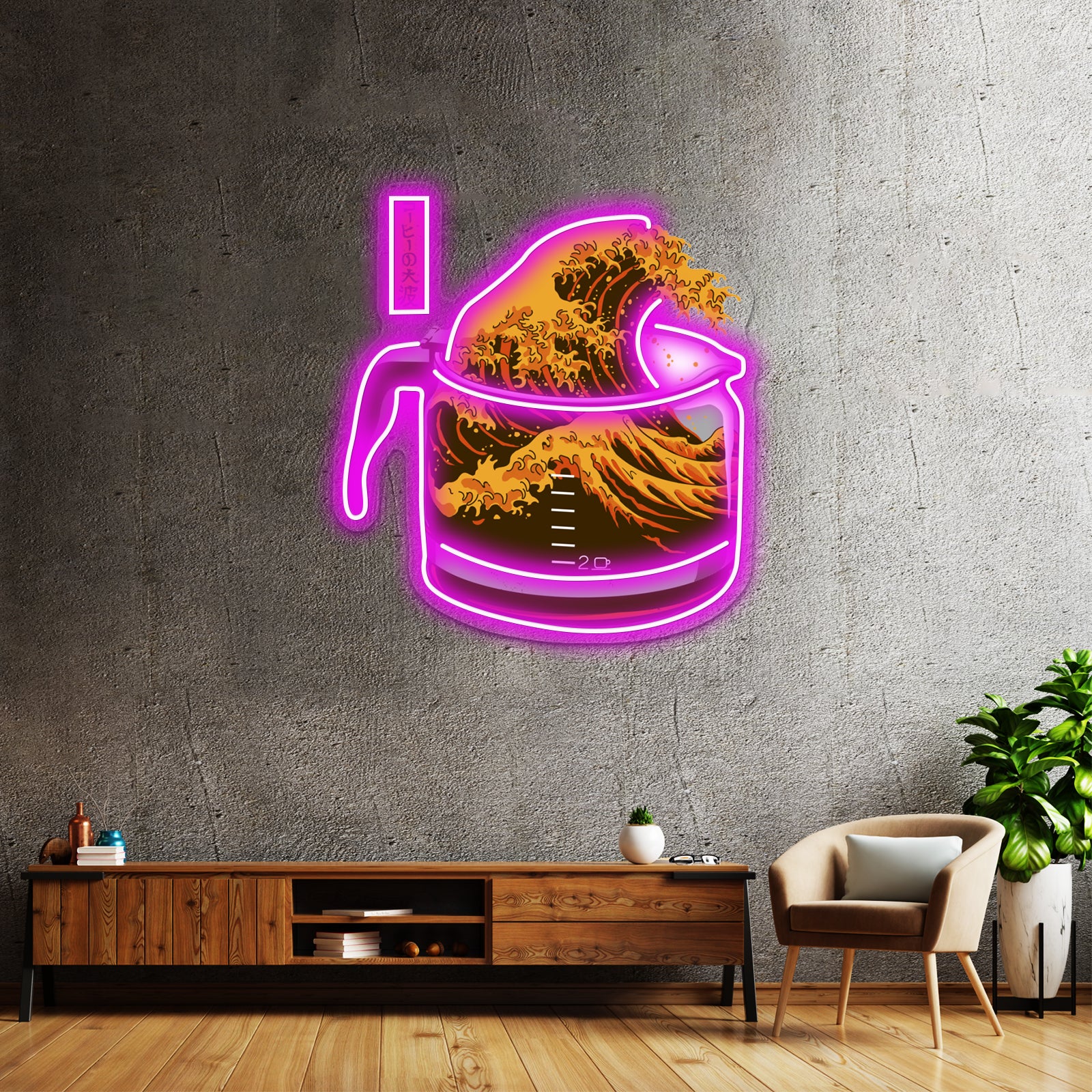 The Great Wave Of Caffeine Artwork Personalized Neon Signs | Shineneon